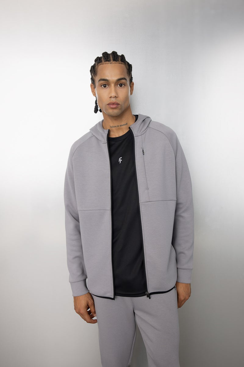 DeFacto Grey Man DeFactoFit Slim Fit Zippered Scuba Fabric Cardigan Casual - Image 3